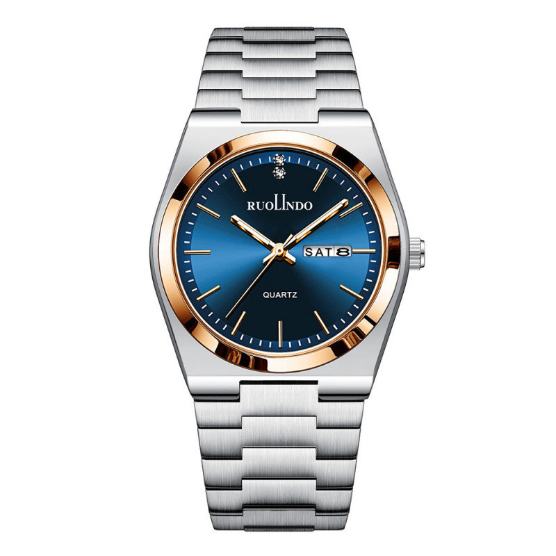 Ultra-thin Butterfly-clasp Steel-band Quartz Mens Watch - Image 2
