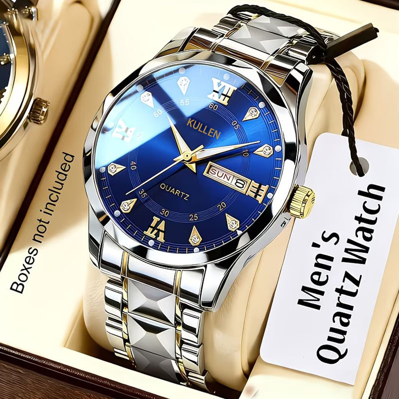 Mens Simple High-End Alloy Diamond-Encrusted Non-Mechanical Quartz Watch - Image 2