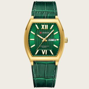 Dual-calendar Casual Leather Wristwatch Couples Watch