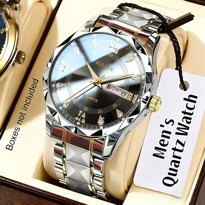 Mens Simple High-End Alloy Diamond-Encrusted Non-Mechanical Quartz Watch - Image 3