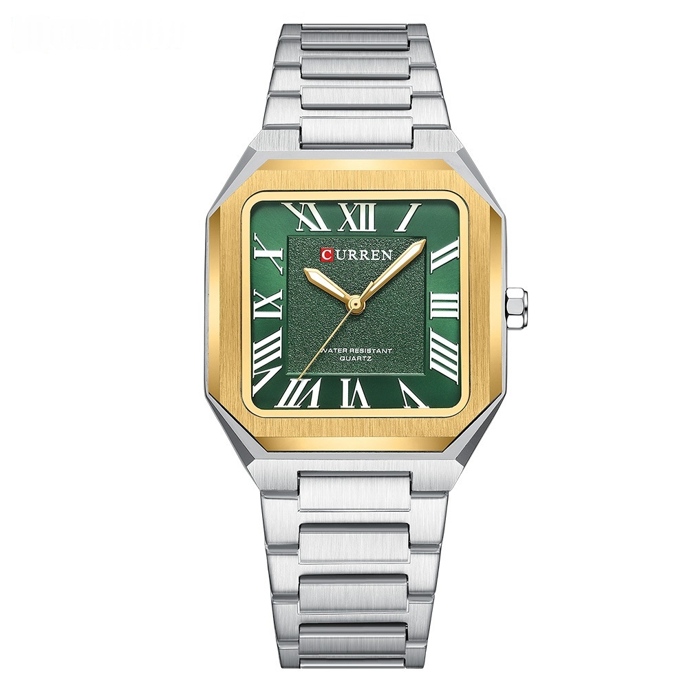 Mens Simple Square Waterproof Quartz Watch With Roman Numerals And Fashionable Steel Band - Image 5