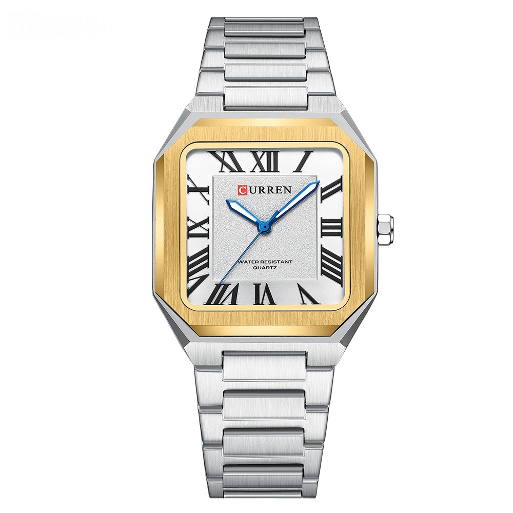Mens Simple Square Waterproof Quartz Watch With Roman Numerals And Fashionable Steel Band - Image 4