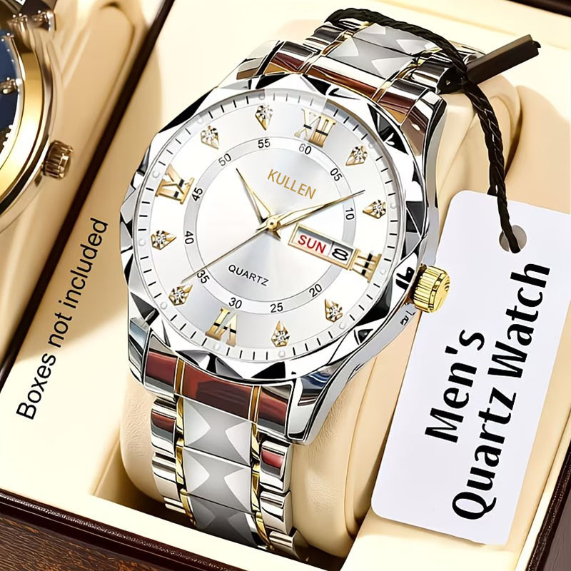 Mens Simple High-End Alloy Diamond-Encrusted Non-Mechanical Quartz Watch - Image 5