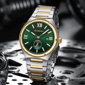 Mens Calendar Waterproof Multi-Function Two-Hand Semi-Quartz Watch