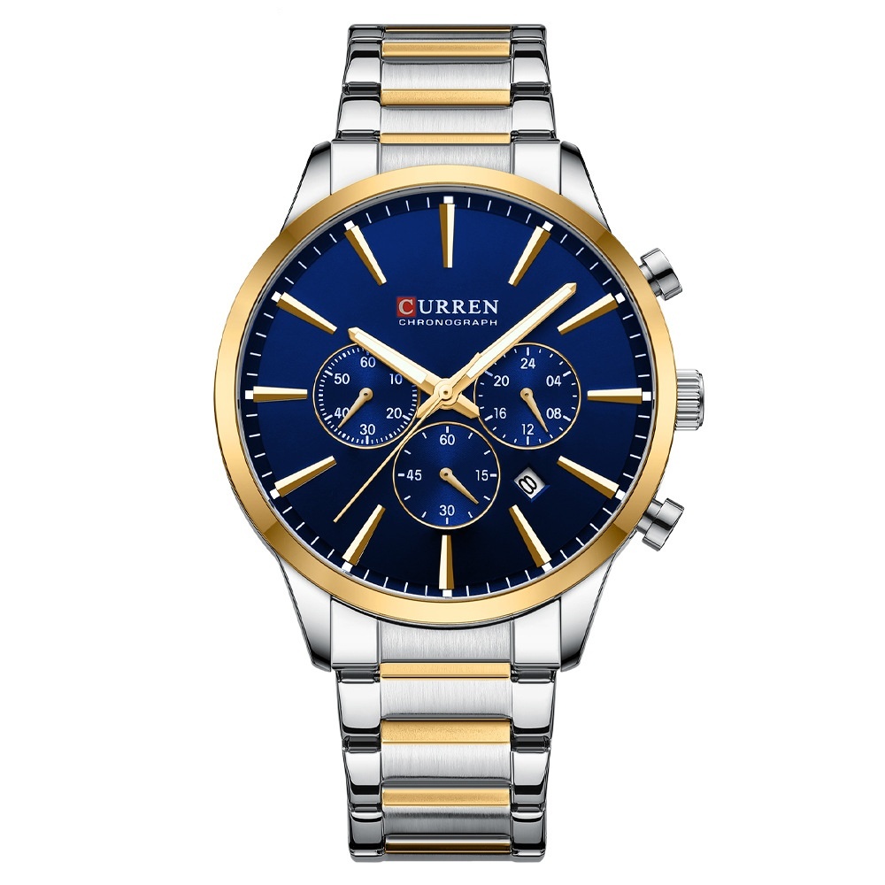 Mens Waterproof Business Round Six-Hand Calendar Watch - Image 6