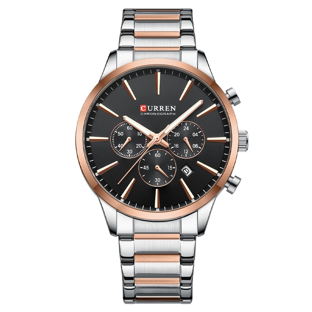 Mens Waterproof Business Round Six-Hand Calendar Watch - Image 5